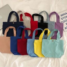 Shopping Bags Solid Colour Canvas Bag Portable Lunch Picnic Food Women Simple Small Bento Handbag Tote Cosmetic Clutch Storage