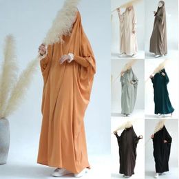 Ethnic Clothing Modest Muslim Islamic Prayer Dress Ramadan Vestidos Bat Sleeve Abaya Kaftan Arab Overhead Hijab Burqa Robe Female