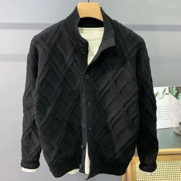 Men's Sweaters Clothing Plaid Solid Colour Knit Sweater Male Cardigan Argyle Green Plain Classic Over Fit In Warm Order