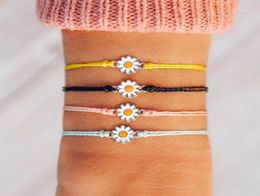 alibaba express flower Daisy charm bracelet wax string collar vintage mujer gargantillas mujer moda friendship bracelet women18234152