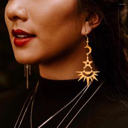 Dangle Earrings Unift Bohemian Rainbow Sun Star Moon For Women Accessories Stainless Steel Long Earings Boho Fashion Tribal Jewelry