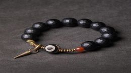 Faced 10mm strand Black Obsidian Bracelet Mixed Tibtetan Bead Vintage Processed Copper Zen Healing Prayer Jewelry for Men Women2982755687