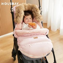 Stroller Footmuff Winter Baby Sleeping Bag In Pram Removable Thicker Fur Collar Warm Flannel born Envelope 240131