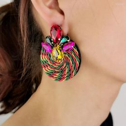 Dangle Earrings Bohemian Big For Women Handmade Multicolor Spiral Crystal Drop Fashion Ethnic Jewellery