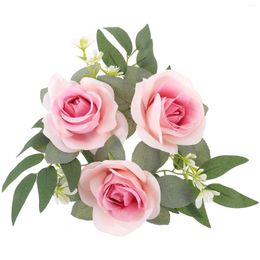 Candle Holders Candlestick Garland Ornament Decorative Ring Artificial Rose Cloth Flower Wreath For Pillars Wreaths Rings