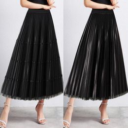 Skirts Denim Women Mid Length Skirt Dance Party A Line High Waisted Reversible Tulle Holiday Long Tan For