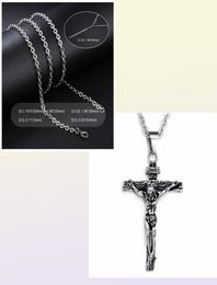 Mens Crucifix Necklace Stainless Steel Jesus Christ Religious Pendant Jewelry for Men Women Catholic Jesus Pendant5886804