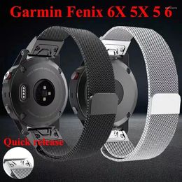 Watch Bands 22mm 26mm Strap For Garmin Fenix 5X Plus 5 6X Pro 6 3 HR Forerunner 935 Stainless Steel Milanese Metal Band