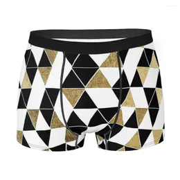 Underpants Modern Black White And Faux Gold Triangles Men Boxer Briefs Underwear Geometric Patterns Highly Breathable High Quality Shorts