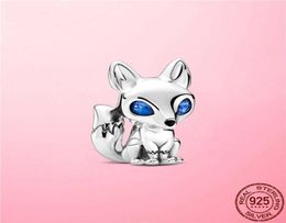100 925 Sterling BlueEyed Fox Charm Animal Beads fit for Bracelet Original Silver 925 jewelry Making6876092