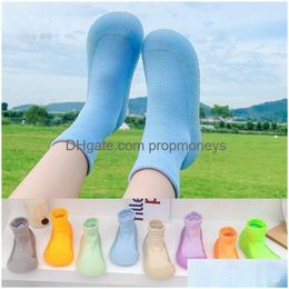 Slipper Kacakid Child Rubber Sole Floor Shoes Baby Luminous Anti-Slip Sock Uni Indoor Outdoor Kids Slippers Knit Booties 240118 Drop D Dhefx