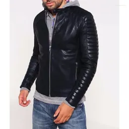 Men's Jackets Genuine Lambskin Real Leather Quilted Jacket Slim Fit Biker Stylish