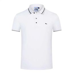 Summer Men Polo Shirt Short Sleeve Breathable Solid Embroidery Harmont Soft Slim Fit Small Collar Blaine Shirts 240122