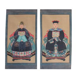 Hand Painted Chinese Portrait Paintings, Wall Decoration, Unframed Fabric Painting, Pink Color