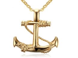 25X37mm Men Nautical Anchor Necklace RainbowGoldBlack stainless steel pirate pendant with chain for man and woman 7863877