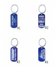8 styles Trump Keychains Necklace Stainless Steel Trump Tag Keep America Great Keyring 2020 Donald Trump Train Key chains GGA32239299111