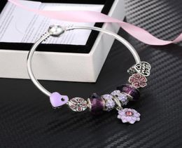 1621CM Fashion Charm Bracelet 925 Silver plated Bracelets Royal Crown Accessories Crystal Bead Diy Wedding Jewelry with box6681503