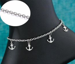 Cool 12pcsLOT Girl women039s Stainless steel anchor pendants anklets bracelets on Foot Ankle chain Bracelets charm Jewellery SJL2740380