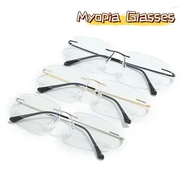 Sunglasses Women Men Fashion Anti Blue Light Business Myopia Eyeglasses Finished Short Sighted Glasses Vintage Minus Eyewear With Diopter