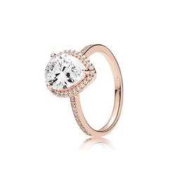 18K Rose Gold Tear drop CZ Diamond RING Original Box for 925 Sterling Silver Rings Set for Women Wedding Gift Jewelry wjl47267186861