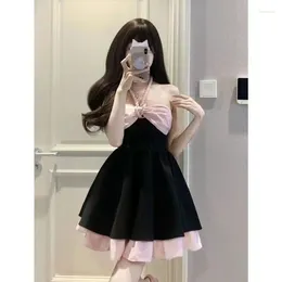 Casual Dresses Mori Super Immortal Open Back Hanging Neck Dress Summer INS Style Elegant Fashionable Waist Shrinking Skirt For Women