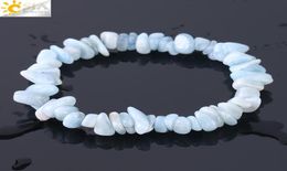 CSJA Irregular Natural Stone Bracelets Gravel Aquamarine Bracelet Blue Quartz Chip Beads Reiki Healing Charm Strand Bangle for Wom9055901