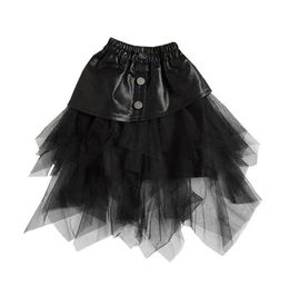 2020 new lace girls skirts fashion Pu leather kids skirts princess Tutu tiered skirts girls clothes kids clothes whole B30537911082