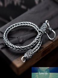 Vintage Real Pure 925 Sterling Silver Handmade Braided Chain Bracelet for Men Jewellery Mens Bracelets9575726
