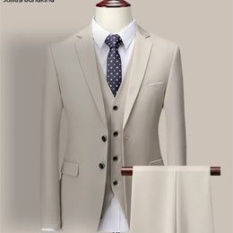 14 colori M6XL Giacca GiletPantaloni di marca di fascia alta formale da uomo d'affari abito a tre pezzi sposo abito da sposa solido 240119