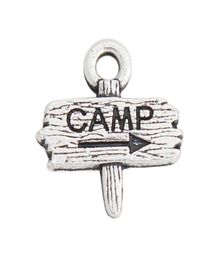 Antique Silver Color Double Side Alloy CAMP Road Sign Charms For Campers 1213mm AAC17461611015