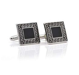 Retro Business Black Square Men Shirt French Cufflinks Button Jewelry Accessories Fashion Wedding Men Cuff Links Gift For Father3573465