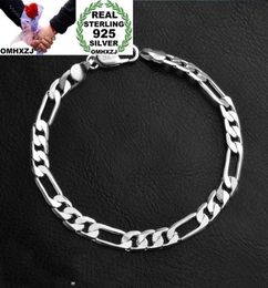 OMHXZJ Whole Personality Bangle Fashion OL Man Party Wedding Gift Silver Flat Chain Thick 925 Sterling Silver Bracelet BR1196715323