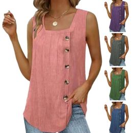 Women's Tanks Casual Womens Bodycon Sexy Shirts Daily Buttons Down Square Collar Vest