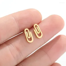 Stud Earrings Stainless Steel Creative Paper Clip For Women Trendy Minimalist Geometric Jewellery Accessories Party Gift
