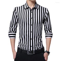 Men's Casual Shirts Fashion Men Striped Long Sleeved Slim Fit Mens Shirt Business Male Clothing Plus Size 5XL