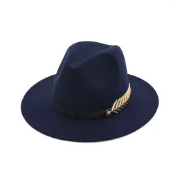 Berets Women's Wide Brim Fedora Panama Hat With Metal Belt Buckle Sombrero Hats Party Pack Vintage Stretcher Daily Wire