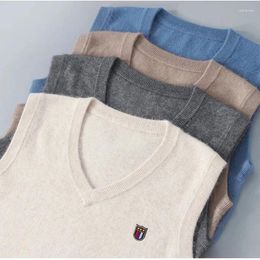 Men's Vests Cashmere Blend Sweate Clothing Vest V-neck Solid Colour Pullover Loose Large Casual Knitted Sweater