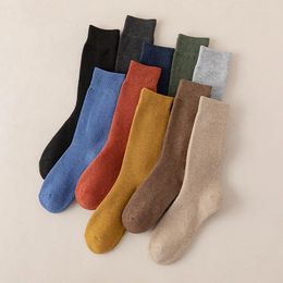 Men's Socks 3 Pairs Autumn Winter Terry Warm Thick Velvet Solid Colour