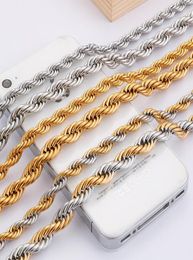 Multicolor 316 Stainless Steel 6mm Rope Chains Necklace Gold and Silver 24 inch Hip Hop jewerly9068849