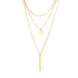 Boho Multilayer Bar Necklace Choker with Long Chain for Women Stainless Steel Jewlery Gold Tone7617955