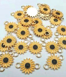 Alloy Connectors 14x21mm white yellow red sunflower Charms for Necklace Bracelet DIY 50pcslot4808227