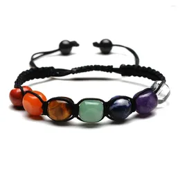 Charm Bracelets Women Men Fashion Weave 7 Chakra Agates Stone Bracelet Reiki Healing Beads Strand Energy Jewellery