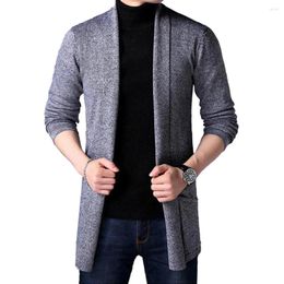 Men's Sweaters Fashion Men Slim Long Knit Cardigan Jacket Solid Colour Lapel Casual Autumn Spring Jumper Cardigans Man Clothing