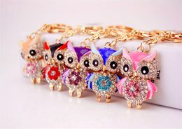 Cute Bling Crystal Owl Keychain For Women Car Pendant Women Statement Rhinestone Jewellery Bag Fashion Handmade Key Chains Ring7818744