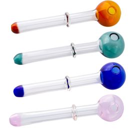 CSYC Y023 Smoking Pipe About 14cm Length 30mm OD Bowl Colored Mouth Glass Pipes