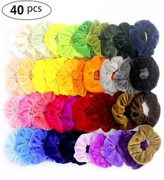 2040 PcsSet Vintage Hair Scrunchies Stretchy Velvet Scrunchie Pack Women Elastic Hair Bands Girl Headwear Rubber Hair Ties LJ2009825661