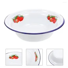 Dinnerware Sets Snack Container Retro Enamel Basin Kitchen Supply Noodle Bowl Soup Plate Iron Storage White