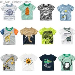 T-shirts Boys Girls Cartoon T-shirts Kids Dinosaur Print T Shirt For Children Summer Short Sleeve T-shirt Cotton Tops Clothing Q240218