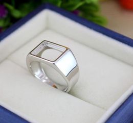 925 Sterling Silver Fashion Wedding Ring 9x11mm Princess Cabochon Semi Mount Men Fine Silver Ring Setting Jewelry9453041