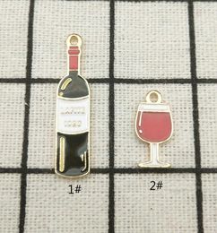 10pcs enamel charm wine bottle and cup Jewellery accessories earring pendant bracelet necklace charms zinc alloy diy finding6916097